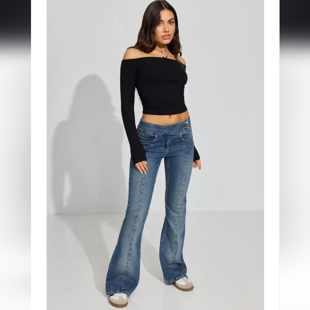 Garage Iris Blue Low Rise Flare Jeans Size 00